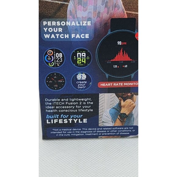 iTech Fusion 2 Smartwatch: Durable & Lightweight | Hot Pink Band | Android & iOS - Picture 16 of 16